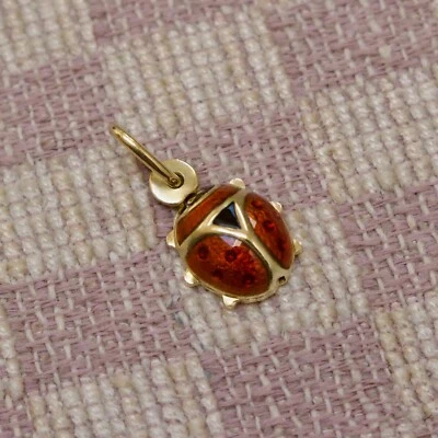 COLGANTE/DIJE LADYBUG ESMALTADO CLOISONNE ORO AMARILLO 14 QUILATES HECHO EN ITALIANO Foto 1 de 4