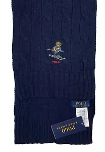 Para hombre POLO RALPH LAUREN Azul Marino Cable Tejido Oso de Esquí Logotipo Bufanda NUEVO CON ETIQUETAS ¡WoW! - Imagen 1 de 2