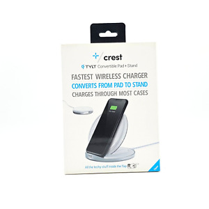 Tylt Crest Qi Certified Wireless Charger for Apple iPhone Airpods Samsung White