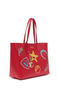 Bolso de Mano Versace COLLECTION Grande Rojo Gráfico Cuero Saffiano Medallón Icono - Imagen 1 de 19