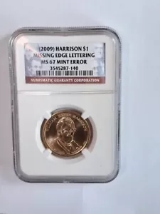 2009 Harrison $1 MSME67 NGC Mint Error - Picture 1 of 2