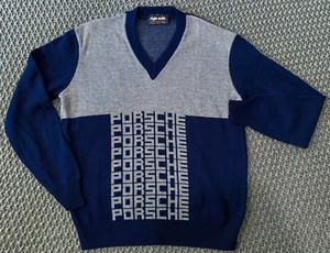 Vintage Style Auto Porsche V-Neck Sweater Size Medium Large Acrylic Canada - Picture 1 of 6