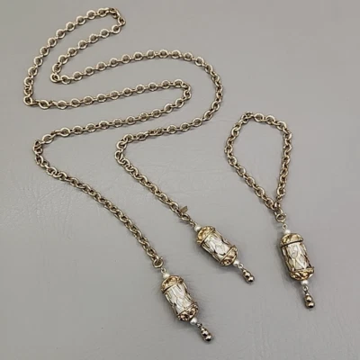 Vintage Emmons Lariat Necklace Bracelet Set Lantern Dangle Gold Tone Chain - Image 1 of 4