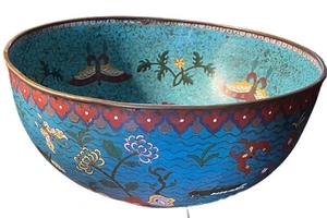 Antique Chinese 15” X 7” Large Cloisonne’ Punch Bowl - Picture 1 of 15