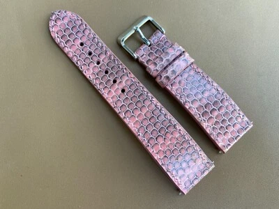 粉红色蛇纹皮革表带,尺寸 16 毫米 18 毫米 20 毫米 21 毫米 22 毫米 24 毫米 26 毫米 — 第 1/4 张图片