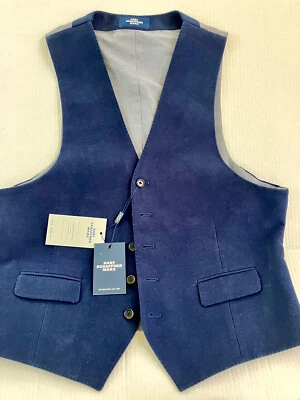Chaleco Hart Schaffner Marx Azul Marino 100% Algodón Talla 40R con Sutil Acento a Rayas Foto 1 de 4