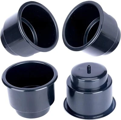 4 PCS Plastic Drink Cup Insert Holder with Drain Boat Marine Car Universal Black — 第 1/4 张图片
