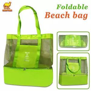 Mesh Beach Outdoor Sport Tote Bag w Insulated Picnic Cooler /Heat Insulatiion - Picture 1 of 9