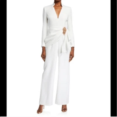 Badgley Mischka 白色长袖连身裤 - 16 码 — 第 1/4 张图片