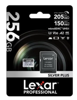 Lexar Silver Plus 256GB Micro SD Lesen bis 205Mb/s Schreiben bis 150mb/s