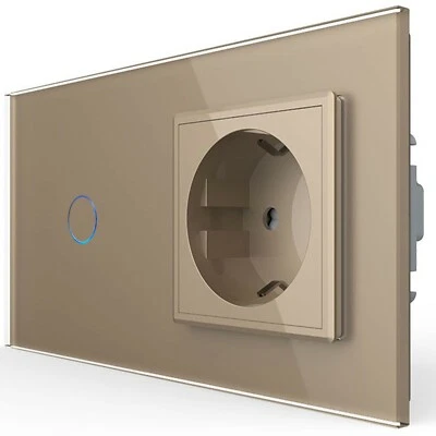 LIVOLO Glas Touch Taster Lichtschalter Relaissteuerung Impuls Steckdose Gold - Bild 1 von 4