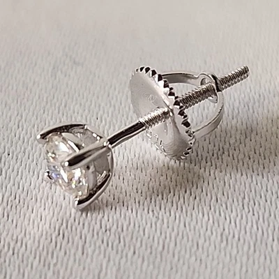 0.25ct Round Moissanite Basket Stud Earrings Screw Back Solid 925 Silver Men - Image 1 of 3