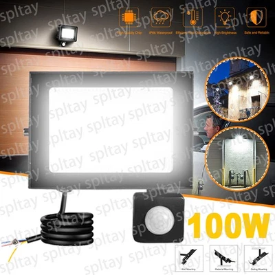 100W LED Außen Strahler mit Bewegungsmelder Sicherheit Fluter Scheinwerfer IP66 - Bild 1 von 4