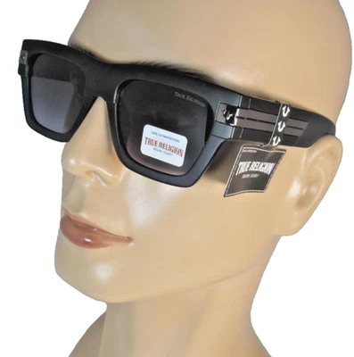 Мужские черно-синие пластиковые солнцезащитные очки TRUE RELIGION с синими линзами TRM1868-9MBJU-NS-U - Изображение 1 из 4