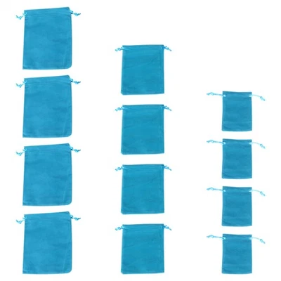 12Pcs Drawstring Bag Unisex Velour Drawstring Pouch Storage Bag (Lake Blue) - Image 1 of 4