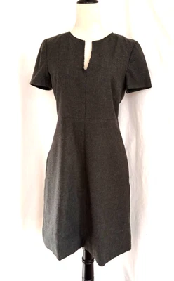 LaVia 18 Piazza Sempione Dark Gray Wool Blend Short Sleeve Dress IT 44 Italy - Image 1 of 4