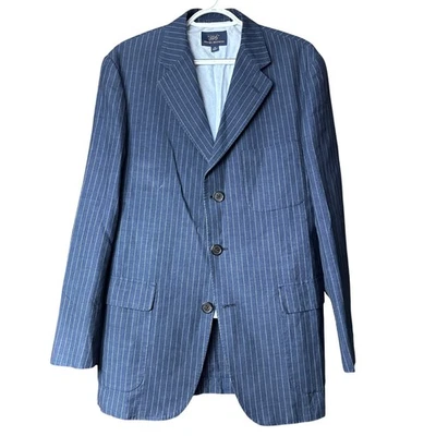 Abrigo deportivo a rayas Brooks Brothers 346 para hombre talla mediana lino algodón 3 botones Foto 1 de 4