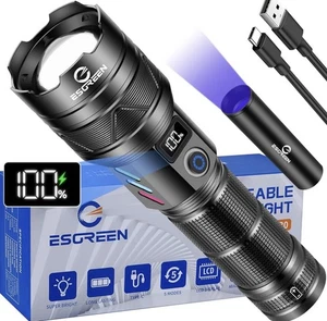 Linterna táctica LED súper brillante recargable y mini antorcha UV - Imagen 1 de 9