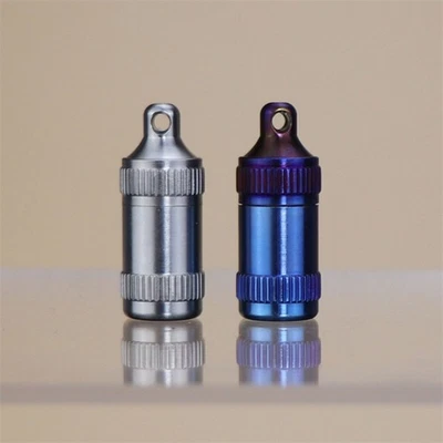 EDC Titanium Pill Holder Case Organizer Container Portable Waterproof Keychain - Image 1 of 4