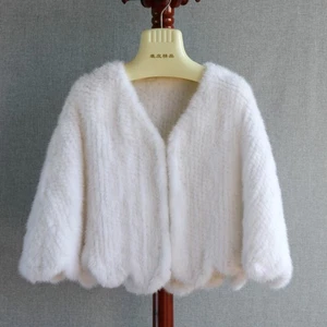 Korea Fashion Mink Fur Coat Handmade Double-sided Knitted White Mink Fur Jacket - Picture 1 of 16