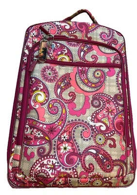 Vera Bradley Pink Paisley Luggage Rolling Suitcase Paisley Meets Plaid 20" Pull - Image 1 of 4