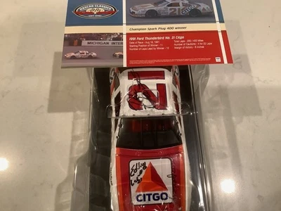 Dale Jarrett & Wood Brothers Autografiado 1991 Citgo Michigan Win Diecast y Tarjeta Foto 1 de 4