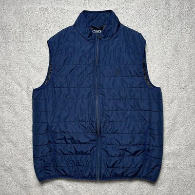 Chaps Men’s L Blue Puffer Vest Sleeveless Jacket Full Zip Golf Outdoor with Pock - Image 1 of 4