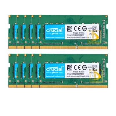 Crucial 10x 4GB PC4-17000 DDR4 2133MHz Laptop 260Pin Sodimm Memory CT4G4SFS8213 - Image 1 of 4