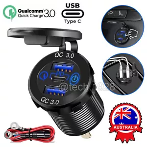 PD Type-C Dual USB Car Charger QC 3.0 Fast Charging 12V 24V Power Outlet Socket - Picture 1 of 12