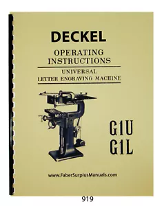 Deckel Universal Briefgraviermaschine G1U, G1L Bedienungsanleitung #919 - Bild 1 von 12