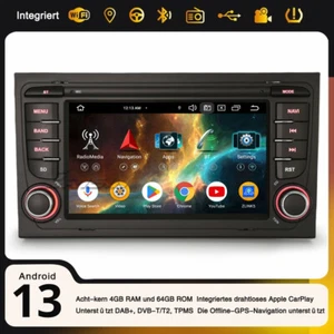 Android 14 Autoradio Navi 8-Kern Carplay WLAN FM für Audi A4 RS4 RNS-E SEAT EXEO - Bild 1 von 24
