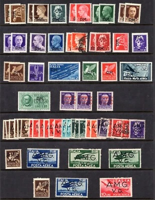 ITALY 1943 P.M. & A.M.G. MILITARY AND ALLIED OCCUPATION STAMPS COLLECTION OF 124 - Image 1 of 4