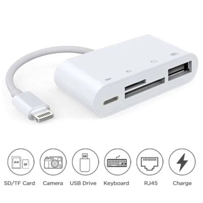 4 in 1 USB to TF SD Card Reader Adapter USB Camera Micro SD Slot for iPhone iPad - Image 1 of 4