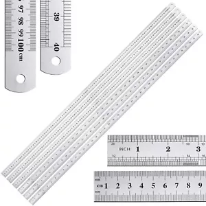 6 Pieces Large Stainless Steel Ruler Metal Yard Stick Rule Measuring 1 Meter 40 - Picture 1 of 3