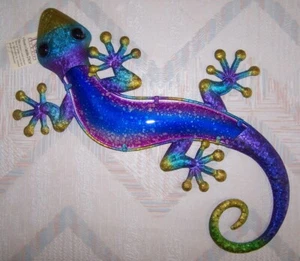 Gecko Wandbehang Metall Glas lila Aquarell achtzehn cm Regal Kunst - Bild 1 von 4