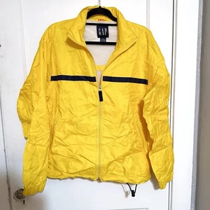 Gap Yellow Rain Jacket Windbreaker Men's Medium Vintage Y2K Vented Nylon - Picture 1 of 5
