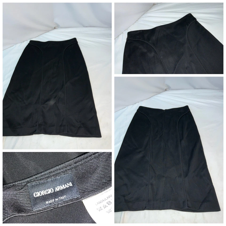 Giorgio Armani Straight Skirt Sz 6 Black Viscose Nylon Elastane Italy YGI K1-212 - Image 1 of 4