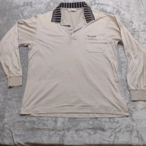 Omar Sharif Golf Paris Polo Shirt Pocket Long Sleeve Beige Medium - Picture 1 of 13