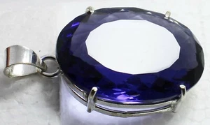 106.60 Ct Wonderful Pendant Topaz Oval Shape Blue Colour Set in German Silver - Picture 1 of 7