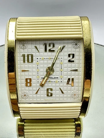 Vintage Estate Find Westclox 42014 Ivory Roll Trip Travel Clock *Working Cover
