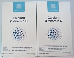Healthspan Calcium & Vitamin D. *238 Chewable Tablets. EXPIRY 06/2025. Bones - Picture 1 of 7