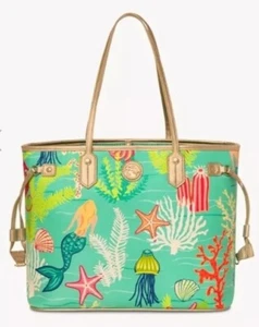 Spartina 449 GOLDEN MERMAID JETSETTER TOTE Work Shoulder BAG Purse STARFISH NWT - Picture 1 of 4