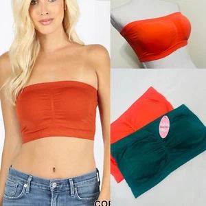 2 Pack Anemone Strapless Bra Tube Removable Padded Stretch Sexy Top One Size - Picture 1 of 10