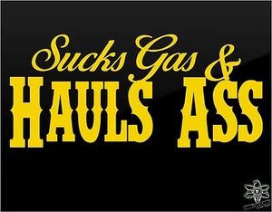 SUCKS gas & hauls ASS Decal Truck Sticker Diesel Pickup Fits Powerstroke Duramax - Picture 1 of 2