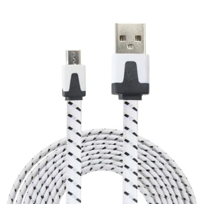 NTJ Flat Braided Noodle Charger Cable for SAMSUNG GALAXY S4 S6 S7+ MICRO USB LG - Image 1 of 4
