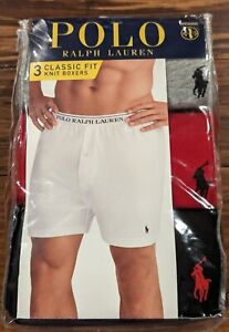 Polo Ralph Lauren Men's 3-Pack Classic Fit Knit Boxers Size 2XL Red Gray Black 