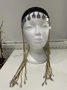 Vintage 1920s Beaded Cap Roaring Beaded Flapper Headpiece Cleopatra Costume 10 - Picture 1 of 7