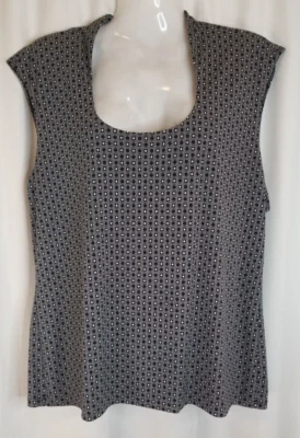 Blusa para mujer Grace Elements talla XL blanca y negra geométrica tejida líquida Foto 1 de 4