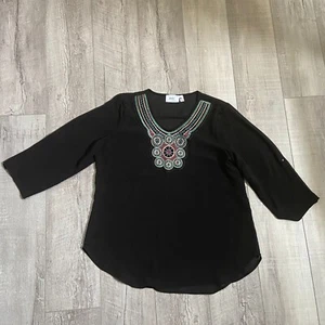Jody California Womens Sheer Embroidered Top Black See measurements - Picture 1 of 7
