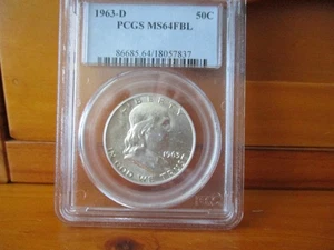 1963-D PCGS MS 64 FBL Silber Franklin Half Dollar - Bild 1 von 5
